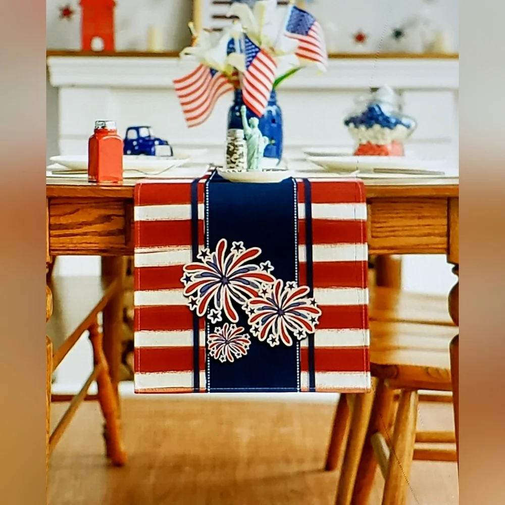 NWT!🎆✨ Festive USA Table Runner 13x72 - Picture 1 of 3